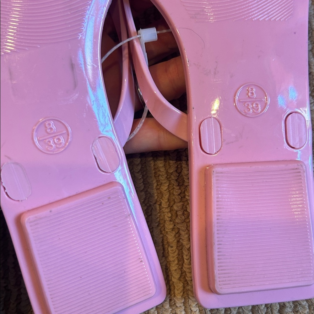 NWT Jeffrey Campbell Pink Floral bow jelly flip flop Sandals size 8/8.5 - Picture 8 of 10